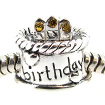 Sterling Silver Birthday Cake Topaz CZ Crystal Bead for Pandora Troll Chamilia Biagi European Charm Bracelets Birthstone November