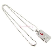 316L Stainless Steel Round Ball Chain Necklace 2mm with Love Live Pendant 20"