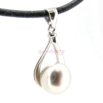 Sterling Silver White Freshwater Cultured Pearl 10.5mm Tear Pendant 18" Box Chain Necklace