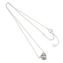 Sterling Silver Heart Love Pendant CZ 10mm Link Chain Necklace Adjustable 16" 17" 18" 17" 18''