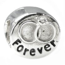 Sterling Silver Engagement Ring Forever Love CZ Bead for Pandora Troll Chamilia Biagi European Charm Bracelets