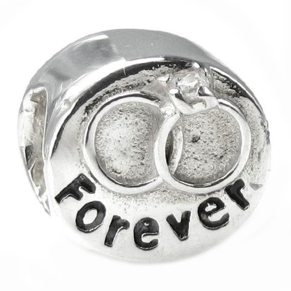 Sterling Silver Engagement Ring Forever Love CZ Bead for Pandora Troll Chamilia Biagi European Charm Bracelets