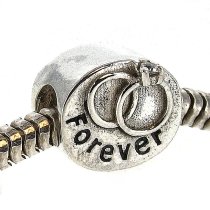 Sterling Silver Engagement Ring Forever Love CZ Bead for Pandora Troll Chamilia Biagi European Charm Bracelets