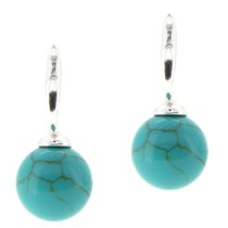 Sterling Silver 10mm Round Turquoise Ball Dangle Stud Earring Post