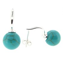 Sterling Silver 10mm Round Turquoise Ball Dangle Stud Earring Post