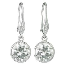 Sterling Silver Clear CZ Crystal Dangle French Hook Earwire Earring