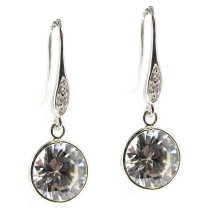 Sterling Silver Clear CZ Crystal Dangle French Hook Earwire Earring