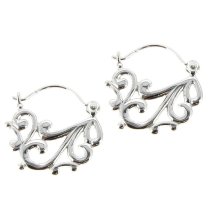 Sterling Silver Filigree Flower Chandelier Hoop Earring