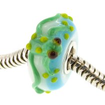 Sterling Silver Round Green Frog White Glass Bead for Pandora Troll Chamilia Biagi European Charm Bracelets