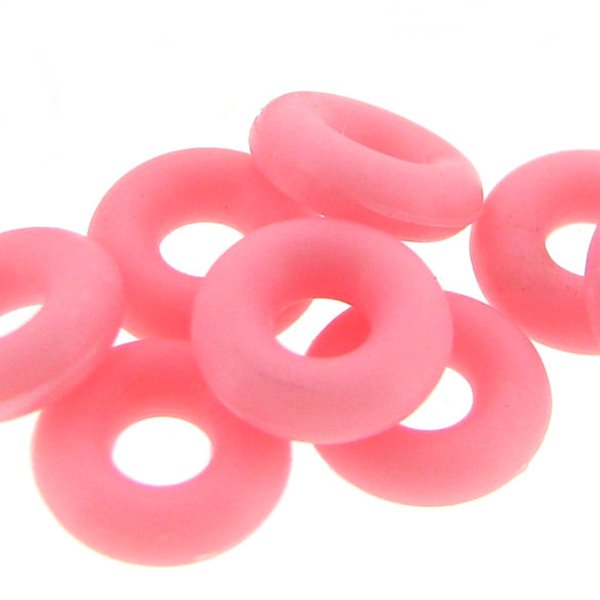 10x Pink Round Rubber Stopper Spacer Bead for Silver Pandora Troll Chamilia Biagi European Charm Bracelets / Clips