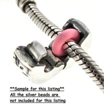 10x Pink Round Rubber Stopper Spacer Bead for Silver Pandora Troll Chamilia Biagi European Charm Bracelets / Clips