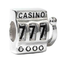 Sterling Silver Lucky 7 Casino Slot Machine 777 Bead for European Charm Bracelets