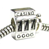 Sterling Silver Lucky 7 Casino Slot Machine 777 Bead for European Charm Bracelets