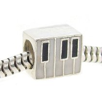 Sterling Silver Piano Keyboard Black & White Enamel Bead for Pandora Troll Chamilia Biagi European Charm Bracelets
