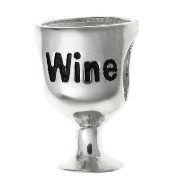 Sterling Silver Wine Lover Glass Cup Bead for European Charm Bracelets