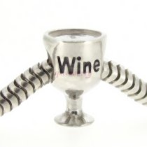 Sterling Silver Wine Lover Glass Cup Bead for European Charm Bracelets
