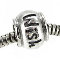 Sterling Silver Wishes Message Bead for Pandora Troll Chamilia Biagi European Charm Bracelets