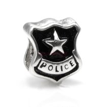 Sterling Silver Police Badge Cop Shield Star for Pandora Troll Chamilia Biagi European Charm Bracelets