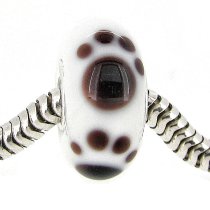 Sterling Silver Puppy Dog Paw Animal Foot Print Murano Glass Bead for Pandora, Troll, Chamilia European Charm Bracelets