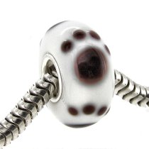 Sterling Silver Puppy Dog Paw Animal Foot Print Murano Glass Bead for Pandora, Troll, Chamilia European Charm Bracelets