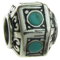 Sterling silver HEXAGON TURQUOISE stone Bead for Pandora Troll Chamila Biagi European Charm Bracelets