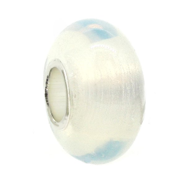 Sterling Silver Round White Moon Stone Bead for Pandora Troll Chamilia Biagi European Charm Bracelets