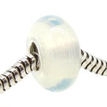 Sterling Silver Round White Moon Stone Bead for Pandora Troll Chamilia Biagi European Charm Bracelets