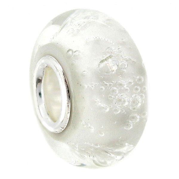 Sterling Silver Clear Snow white Bubble Murano Glass Bead for Pandora Troll Chamilia Baigi European Charm Bracelets