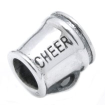 Cheerleader Megaphone Solid 925 Sterling Silver Cheer Bead f/ Pandora Troll Chamilia Biagi European Charm Bracelet