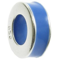 Sterling Silver Sapphire Blue Enamel Stopper with Rubber Round Bead for Pandora Troll Chamilia Biagi European Charm Bracelets
