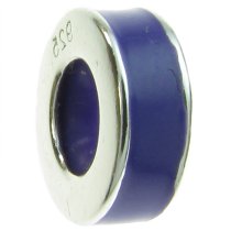 Sterling Silver Purple Enamel Stopper with Rubber Round Bead for Pandora Troll Chamilia Biagi European Charm Bracelets
