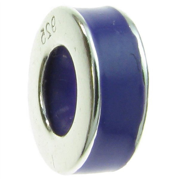 Sterling Silver Purple Enamel Stopper with Rubber Round Bead for Pandora Troll Chamilia Biagi European Charm Bracelets