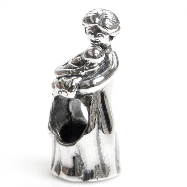 Sterling Silver Mom Baby Mother Love Bead for Pandora Troll European Charm Bracelets