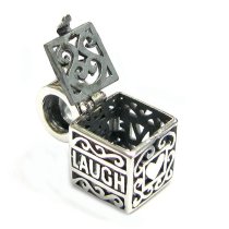 Authentic Nagara Sterling Silver Love Laugh Live Heart Memory Locket Dangle Slide-on Bead for European Charm Bracelets