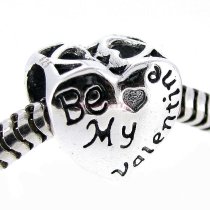 Sterling Silver Love Heart Be My Valentine Bead F/ Pandora Troll Chamilia Biagi European Charm Bracelet