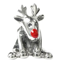 925 Sterling Silver Enamel Christmas Rudolph Reindeer Bead for Pandora Troll Chamilia Biagi European Charm Bracelet