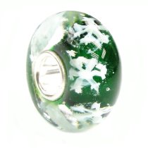 Sterling Silver Snowflake Let It Snow Green Glass Bead for Pandora Troll Chamilia Biagi European Charm Bracelets