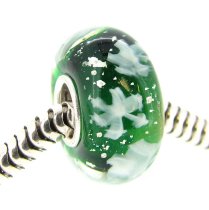 Sterling Silver Snowflake Let It Snow Green Glass Bead for Pandora Troll Chamilia Biagi European Charm Bracelets