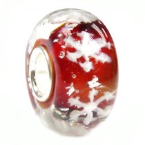 Sterling Silver Let It Snow Snowflake Red Glass Bead for Pandora Troll Chamilia Bigai European Charm Bracelets