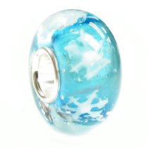 Sterling Silver Let It Snow Snowflake Turquoise Glass Bead for Pandora Troll Chamilia Biagi European Charm Bracelets