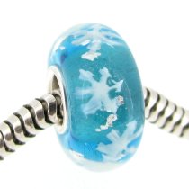 Sterling Silver Let It Snow Snowflake Turquoise Glass Bead for Pandora Troll Chamilia Biagi European Charm Bracelets