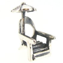 Sterling Silver Beach Chair Sun Umbrella Bead for European Charm Bracelets