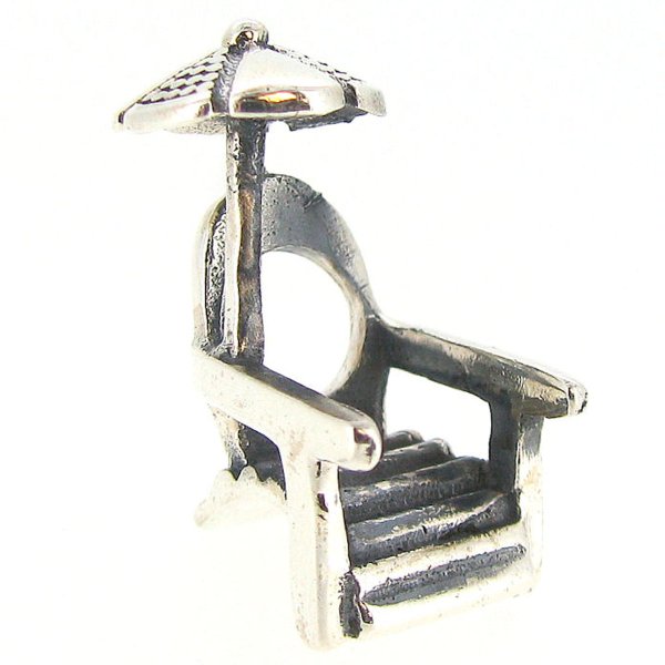 Sterling Silver Beach Chair Sun Umbrella Bead for European Charm Bracelets