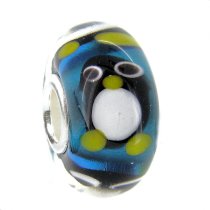 Sterling Silver Penguin Murano Glass Bead for European Charm Bracelets