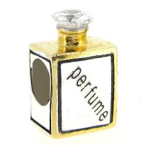 Gold on 925 Sterling Silver Perfume Bottle CZ Crystal for Pandora Troll Chamilia Biagi European Charm Bracelets