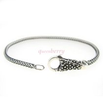 Sterling Silver Snake Chain Bracelet w/ Two Way Flower Clasp for Pandora Troll Chamilia Biagi European Bead Charm 7.5″