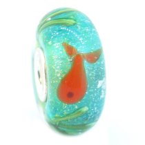 Sterling Silver Sea world Goldfish Aquarium with Bubble Green Murano Glass Bead for European Charm Bracelets