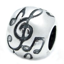 .925 Sterling Silver Treble G Clef Melody Music Note Bead For Pandora Troll Chamilia Biagi European Charm Bracelet