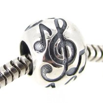 .925 Sterling Silver Treble G Clef Melody Music Note Bead For Pandora Troll Chamilia Biagi European Charm Bracelet