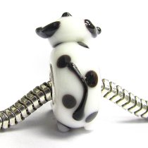Sterling Silver Round Black White Spot Dalmatian Puppy Dog Pet Glass Bead for Pandora Troll Chamilia Biagi European Charm Bracelets